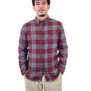 Surfside Supply Maroon Check Print Double Gauze Long Sleeve Shirt